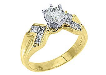 1.28 CARAT WOMENS DIAMOND ENGAGEMENT WEDDING RING ROUND PRINCESS CUT YELLOW GOLD