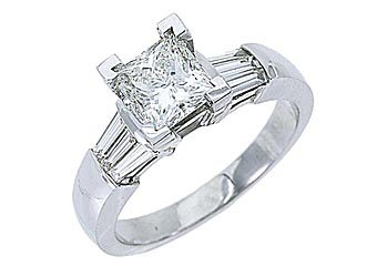 1.6CT WOMENS DIAMOND ENGAGEMENT WEDDING RING PRINCESS BAGUETTE CUT WHITE GOLD