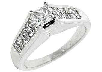 1.05CT WOMENS DIAMOND ENGAGEMENT WEDDING RING PRINCESS CUT INVISIBLE WHITE GOLD
