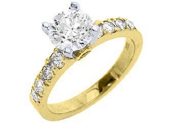 1.7 CARAT WOMENS DIAMOND ENGAGEMENT WEDDING RING BRILLIANT ROUND CUT YELLOW GOLD