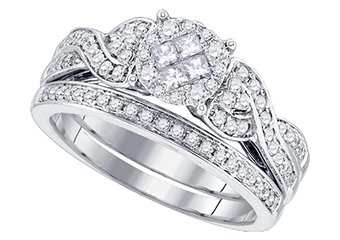 WOMENS DIAMOND ENGAGEMENT RING WEDDING BAND BRIDAL SET .67 CARAT ROUND CUT