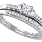 WOMENS DIAMOND ENGAGEMENT RING WEDDING BAND BRIDAL SET .45 CARAT PRINCESS CUT