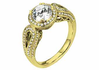 WOMENS DIAMOND ENGAGEMENT HALO RING ROUND CUT 1.48 CARAT 18K YELLOW GOLD