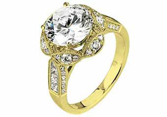 WOMENS DIAMOND ENGAGEMENT HALO RING ROUND CUT 1.83 CARAT 18K YELLOW GOLD
