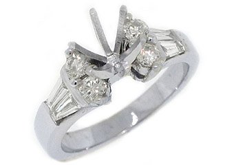 .89 CARATS WOMENS DIAMOND ENGAGEMENT RING SEMI-MOUNT BAGUETTE CUT WHITE GOLD