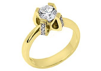 1.1 CARAT WOMENS SOLITAIRE BRILLIANT ROUND DIAMOND ENGAGEMENT RING YELLOW GOLD