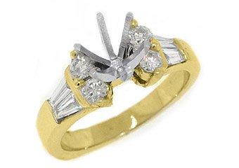 .89 CARATS WOMENS DIAMOND ENGAGEMENT RING SEMI-MOUNT BAGUETTE CUT YELLOW GOLD