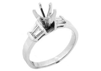 2/5 CARAT WOMENS DIAMOND ENGAGEMENT RING SEMI-MOUNT BAGUETTE CUT WHITE GOLD