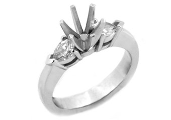 1/2 CARAT WOMENS DIAMOND ENGAGEMENT RING SEMI-MOUNT PEAR SHAPE WHITE GOLD