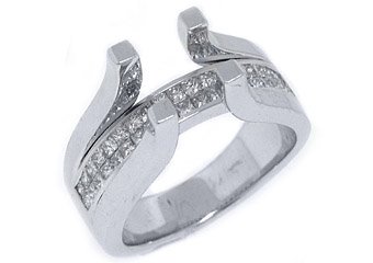 1 CARAT WOMENS DIAMOND ENGAGEMENT RING SEMI-MOUNT TENSION SET SQUARE WHITE GOLD