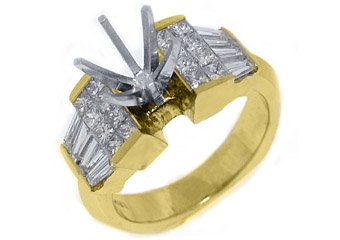 1.71 CARAT WOMENS DIAMOND ENGAGEMENT RING SEMI-MOUNT PRINCESS CUT YELLOW GOLD