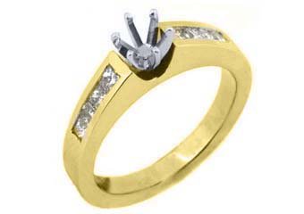3/4 CARAT WOMENS DIAMOND ENGAGEMENT RING SEMI-MOUNT PRINCESS CUT YELLOW GOLD