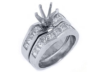 1.69CT WOMENS DIAMOND ENGAGEMENT RING SEMI-MOUNT SET PRINCESS CUT WHITE GOLD