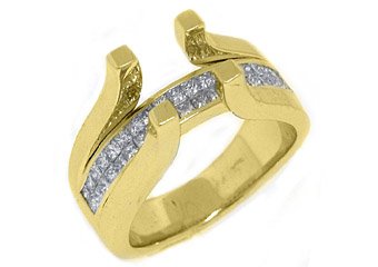1 CARAT WOMENS DIAMOND ENGAGEMENT RING SEMI-MOUNT TENSION SET SQUARE YELLOW GOLD