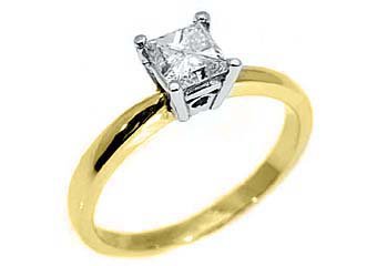 1/2 CARAT SOLITAIRE PRINCESS SQUARE CUT DIAMOND WEDDING RING YELLOW GOLD