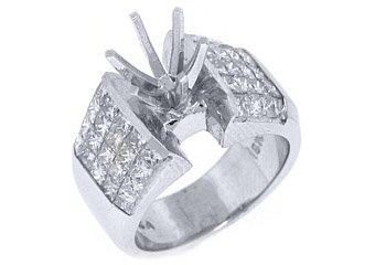 2 CARAT WOMENS DIAMOND ENGAGEMENT RING SEMI-MOUNT PRINCESS CUT WHITE GOLD