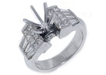 1.71 CARAT WOMENS DIAMOND ENGAGEMENT RING SEMI-MOUNT PRINCESS CUT WHITE GOLD