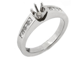 3/4 CARAT WOMENS DIAMOND ENGAGEMENT RING SEMI-MOUNT PRINCESS CUT WHITE GOLD