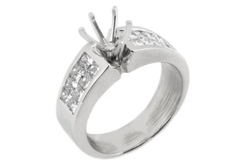 1.30 CARAT WOMENS DIAMOND ENGAGEMENT RING SEMI-MOUNT PRINCESS CUT WHITE GOLD