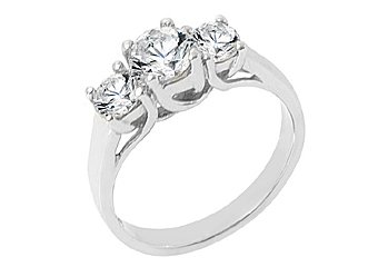 1.51 CARAT WOMENS 3-STONE PAST PRESENT FUTURE DIAMOND RING ROUND CUT WHITE GOLD