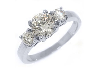 1.81 CARAT WOMENS 3-STONE PAST PRESENT FUTURE DIAMOND RING ROUND CUT WHITE GOLD