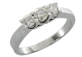 3/4 CARAT WOMENS 3-STONE PAST PRESENT FUTURE DIAMOND RING ROUND CUT WHITE GOLD