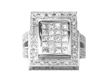 WOMENS 2.4 CARAT DIAMOND RING PRINCESS SQUARE CUT INVISIBLE 18KT WHITE GOLD