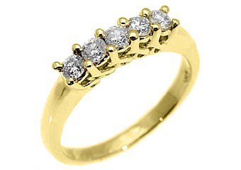 3/5 CARAT WOMENS BRILLIANT ROUND 5-STONE DIAMOND RING WEDDING BAND YELLOW GOLD