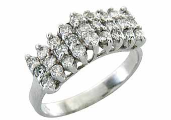 WOMENS .90 CARAT ROUND CUT DIAMOND CLUSTER RING WEDDING BAND 14KT WHITE GOLD