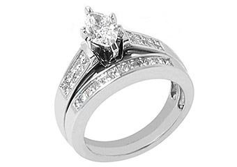 2CT LADIES MARQUISE DIAMOND ENGAGEMENT RING WEDDING BAND BRIDAL SET 14K WHITE