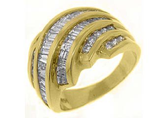2.38CT WOMENS BRILLIANT ROUND BAGUETTE CUT DIAMOND RING WEDDING BAND YELLOW GOLD