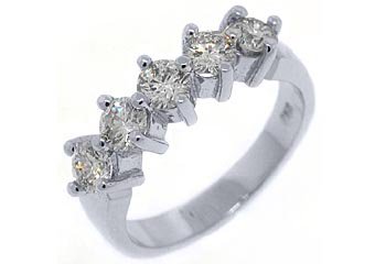 1.23 CARAT WOMENS BRILLIANT ROUND 5-STONE DIAMOND RING WEDDING BAND WHITE GOLD