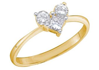 HEART SHAPE DIAMOND PROMISE ENGAGEMENT RING 14KT YELLOW GOLD