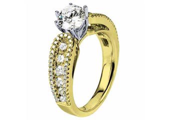 WOMENS DIAMOND ENGAGEMENT RING ROUND CUT 1.87 CARAT 14K YELLOW GOLD