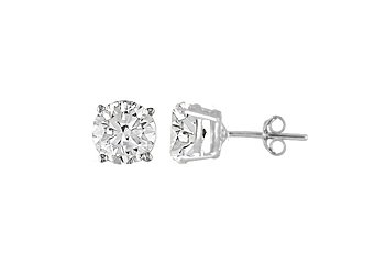 3.7 CARAT QUARTZ STUD EARRINGS 8mm BRILLIANT ROUND CUT 925 SILVER