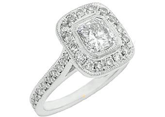 1.75 CARAT WOMENS DIAMOND ENGAGEMENT HALO WEDDING RING CUSHION CUT WHITE GOLD