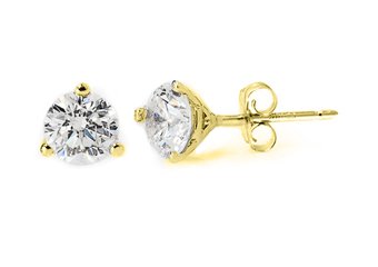 1 CARAT BRILLIANT ROUND CUT DIAMOND STUD EARRINGS 14K YELLOW GOLD MARTINI SET I1