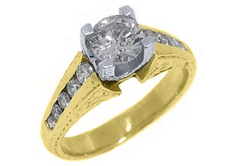 1.35 CARAT WOMENS ANTIQUE DIAMOND ENGAGEMENT WEDDING RING ROUND CUT YELLOW GOLD