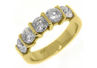 1.78 CARAT WOMENS BRILLIANT ROUND 5-STONE DIAMOND RING WEDDING BAND YELLOW GOLD
