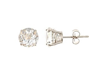 3 CARAT WHITE TOPAZ STUD EARRINGS 7mm ROUND 925 SILVER APRIL BIRTH STONE