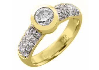 1.3 CARAT WOMENS DIAMOND ENGAGEMENT WEDDING RING ROUND CUT BEZEL YELLOW GOLD