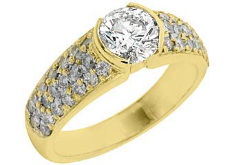 2 CARAT WOMENS DIAMOND ENGAGEMENT WEDDING RING BRILLIANT ROUND CUT YELLOW GOLD
