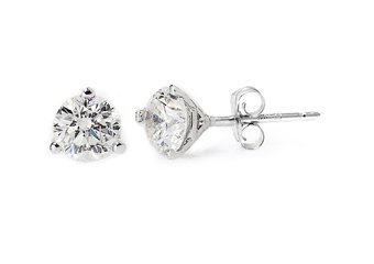1/3 CARAT BRILLIANT ROUND CUT DIAMOND STUD EARRINGS 14KT WHITE GOLD MARTINI I1