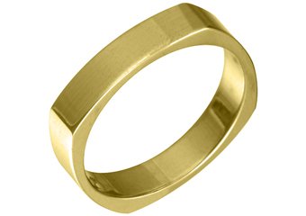 MENS WEDDING BAND ENGAGEMENT RING YELLOW GOLD HIGH GLOSS 4mm
