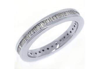 WOMENS DIAMOND ETERNITY BAND WEDDING RING BAGUETTE CUT 1 CARAT 14KT WHITE GOLD
