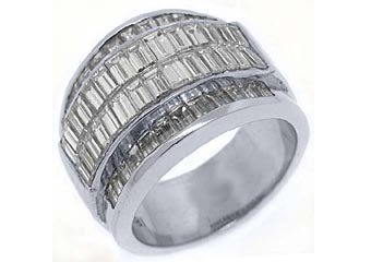 4.35 CARAT WOMENS BAGUETTE CUT INVISIBLE DIAMOND RING WEDDING BAND WHITE GOLD
