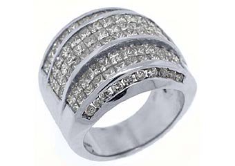 5 CARAT WOMENS PRINCESS CUT INVISIBLE DIAMOND RING WEDDING BAND WHITE GOLD