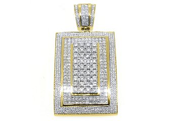 8.38 Carat Invisible Diamond Pendant 14KT Yellow Gold