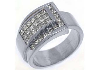 2 CARAT WOMENS PRINCESS CUT INVISIBLE DIAMOND RING WEDDING BAND WHITE GOLD