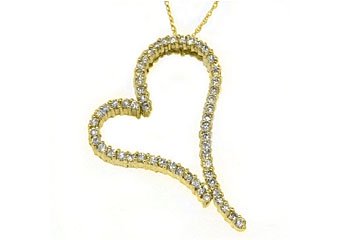 2.44 Carat Womens Diamond Heart Pendant Round Cut Prong Set 14KT Yellow Gold